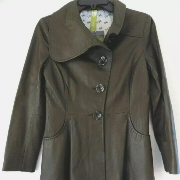 Soia & Kyo Flared Butter Soft Leather Jacket W/Bow - Picture 1 of 16